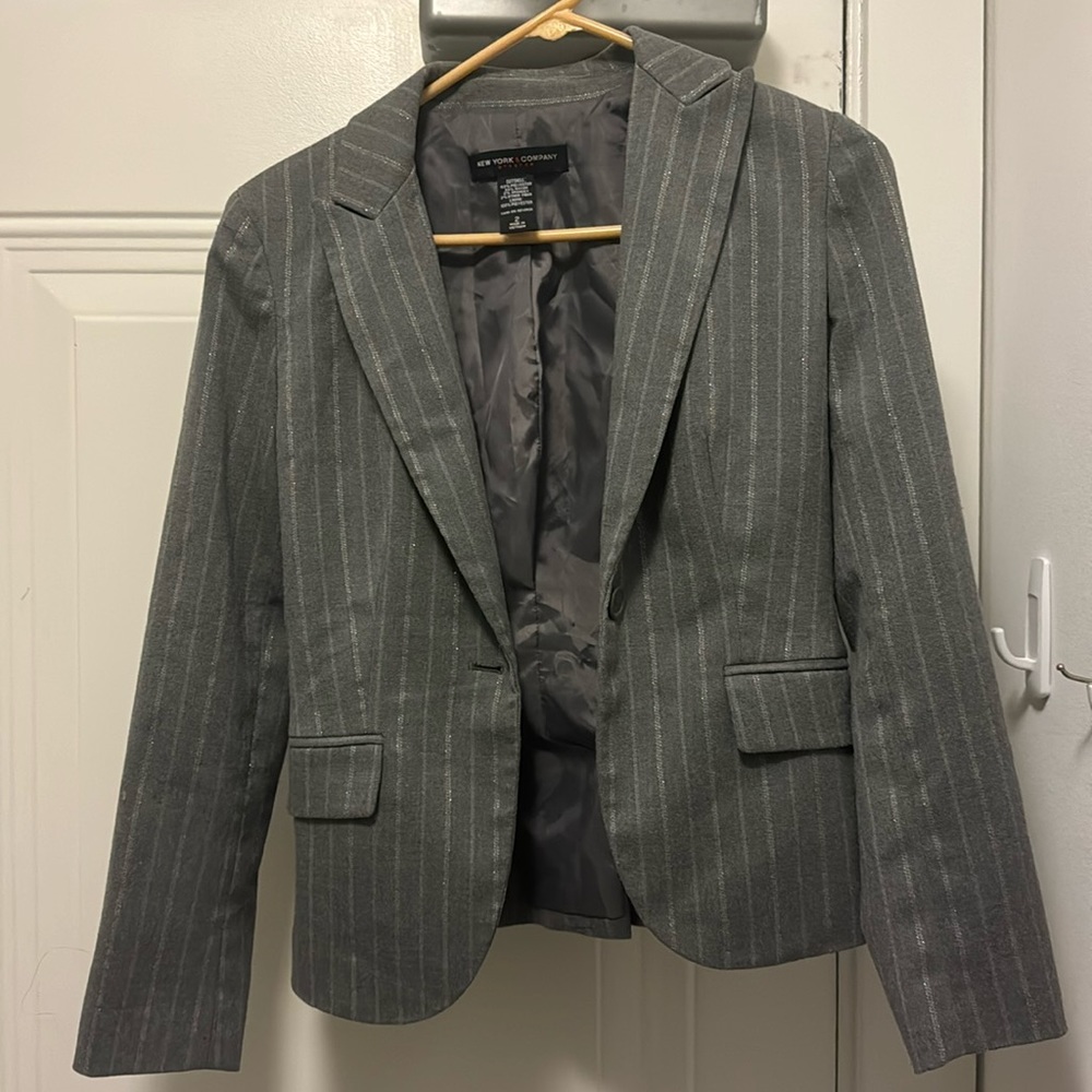 New York and Company Striped Glitter Blazer